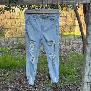 American Eagle Outfitters Light Blue Distressed Skinny Jeans